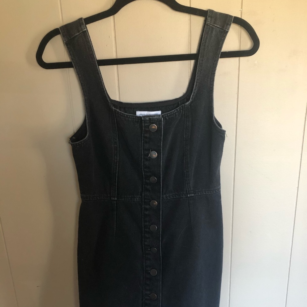 black jean overall dress